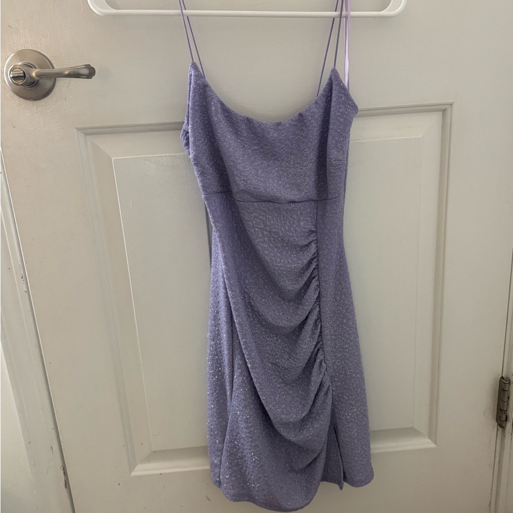 purple formal dress. never worn. new with tags. glitter. perfect condition.